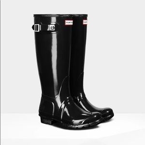 Hunter Original Tall Gloss Rain Boots Black